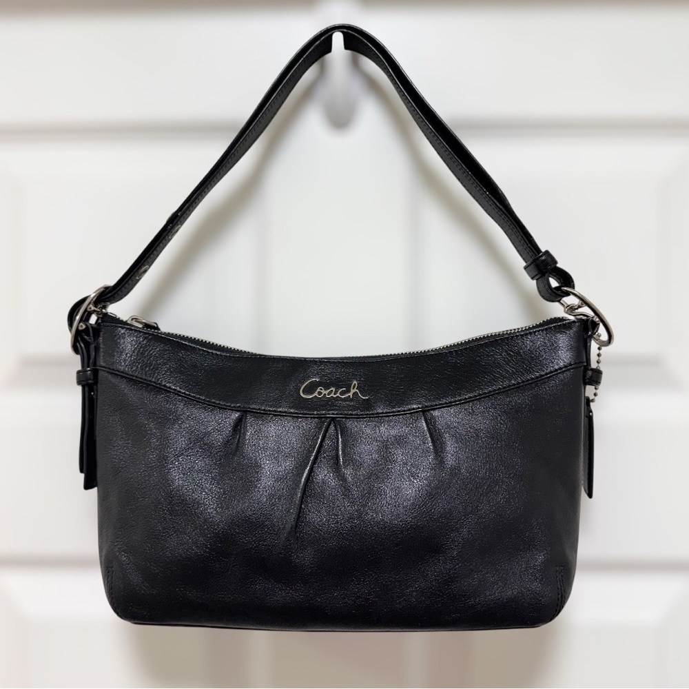 Coach Ashley Pleated Leather Shoulder Bag Black Y2K